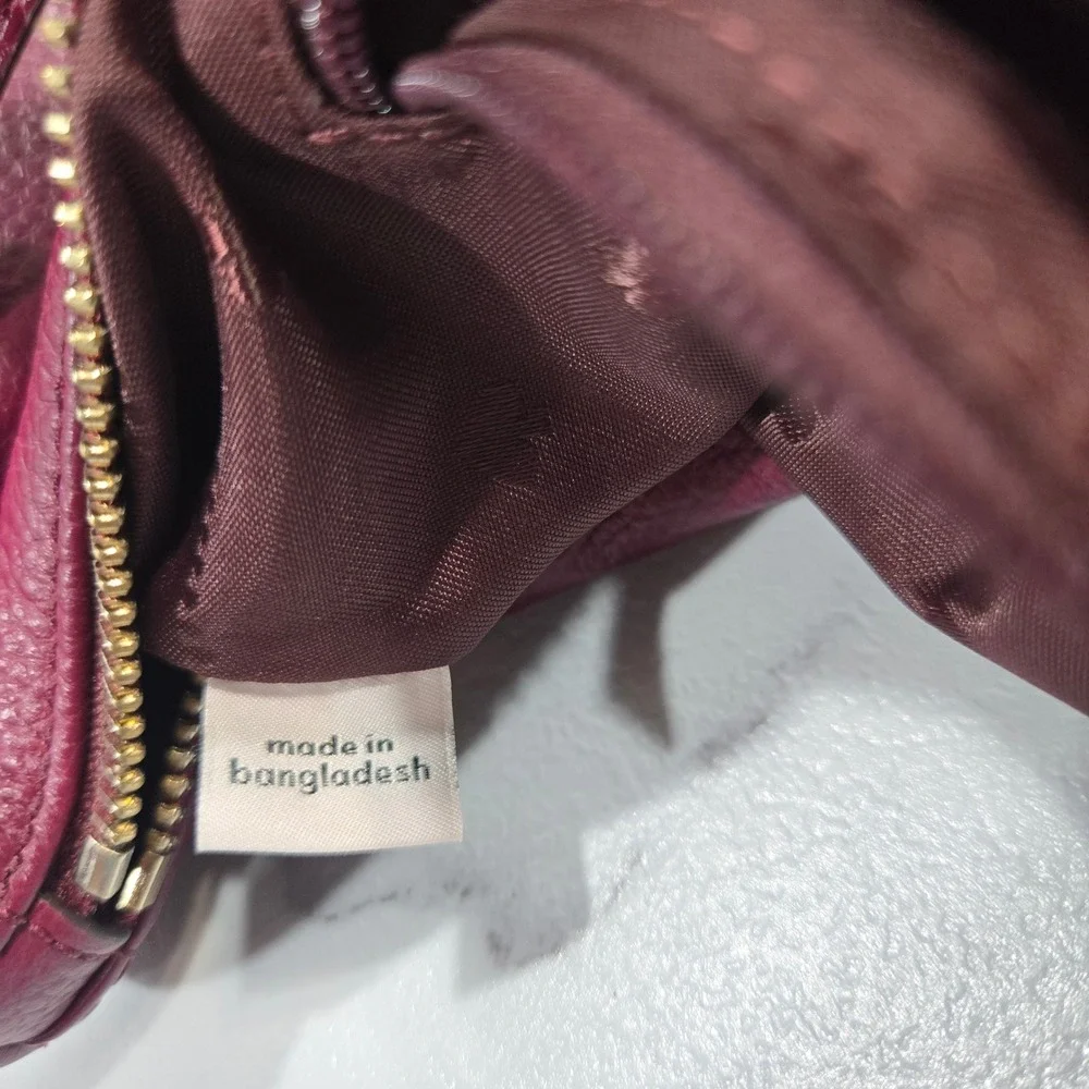 Kate Spade Mulberry Street Vivian Leather Hobo Bag Burgundy Shoulder Crossbody